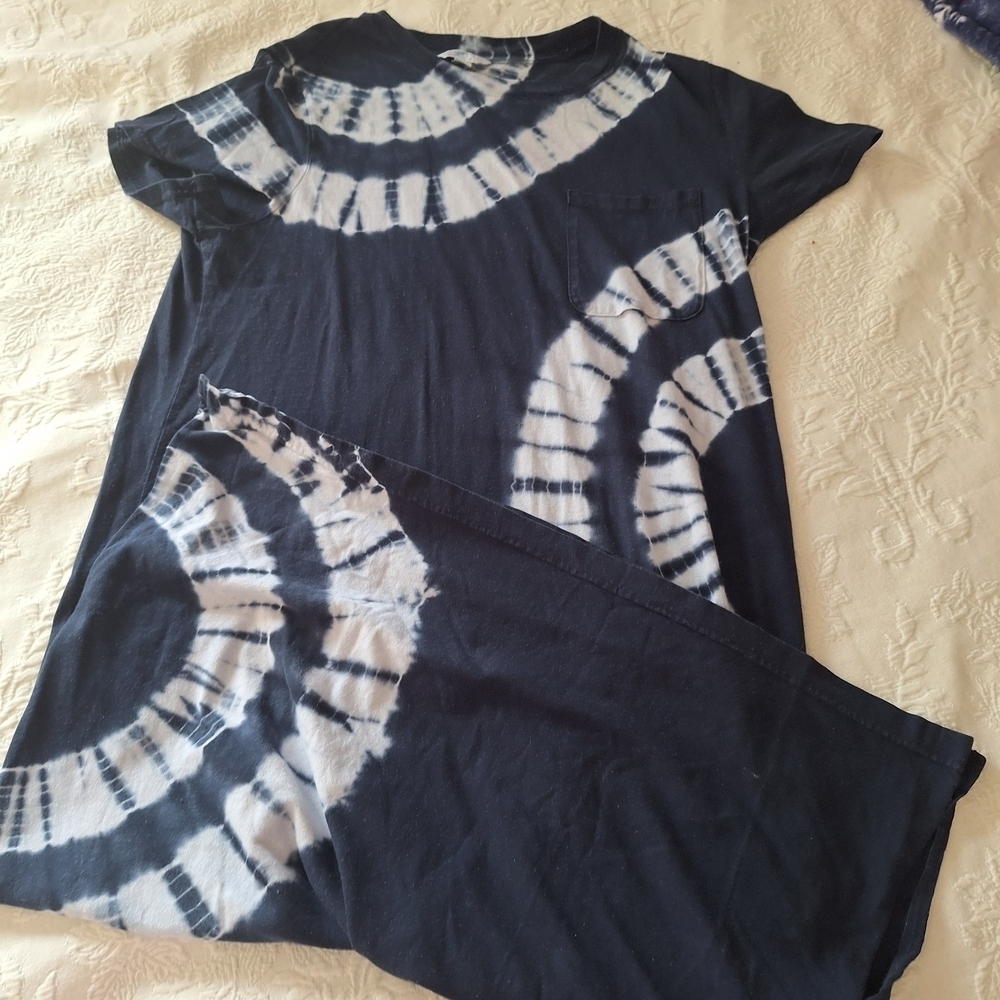 Time and Tru Navy Blue and White Tie Dye Swirl Midi Dress - Picture 9 of 13